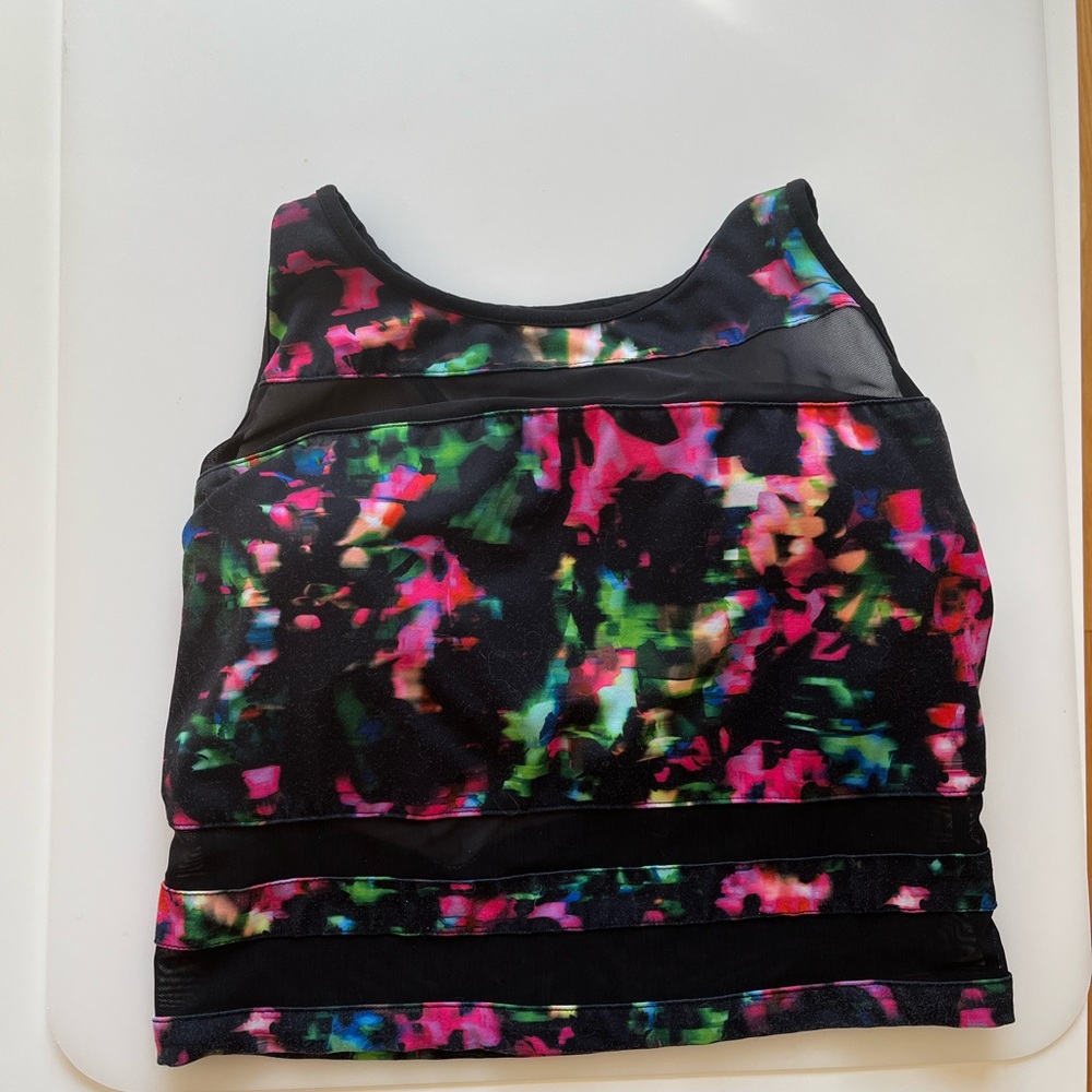 Multicolor Mesh-Trim Athletic Tank Top